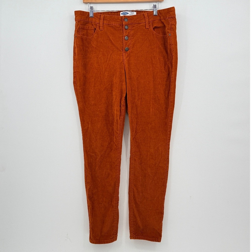 Old Navy Rockstar Corduroy Pants Womens 16 Orange High Rise Super Skinny Boho
